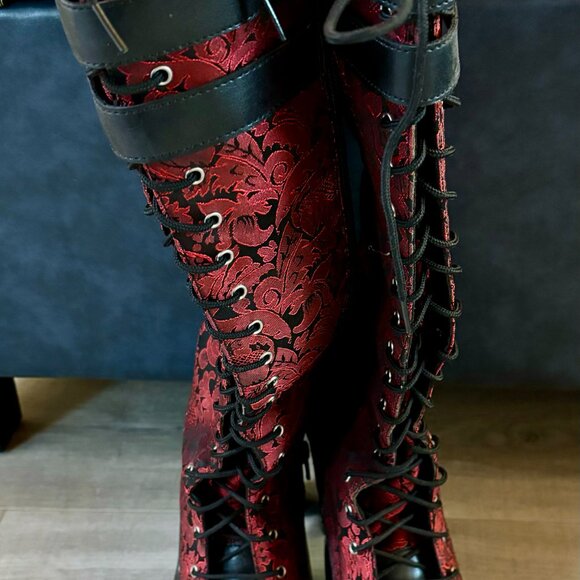 Jacquard Boots Gothic Steampunk Pirate - Picture 4 of 4